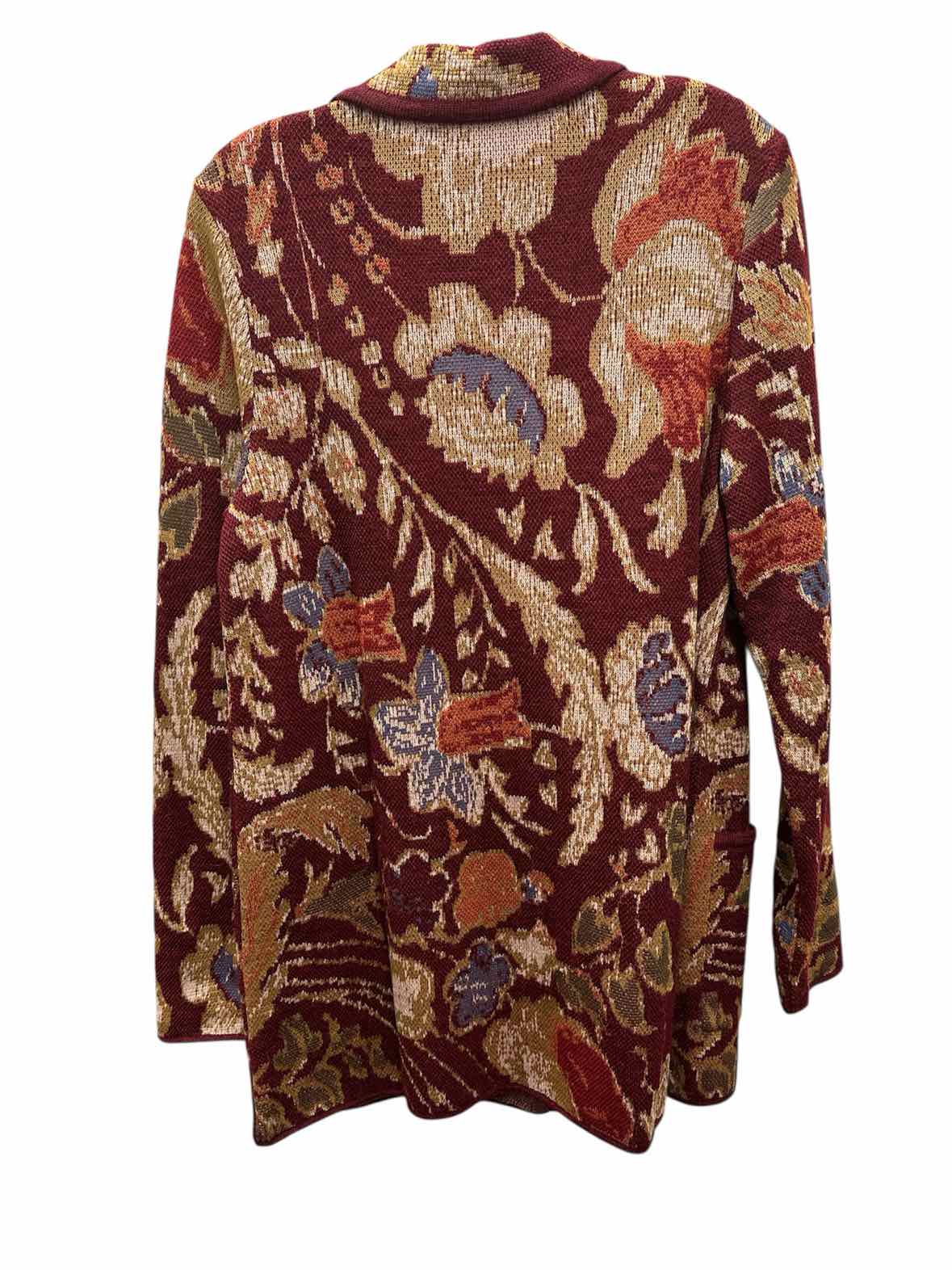 Peruvian Connection Size Medium Maroon Print Sweater