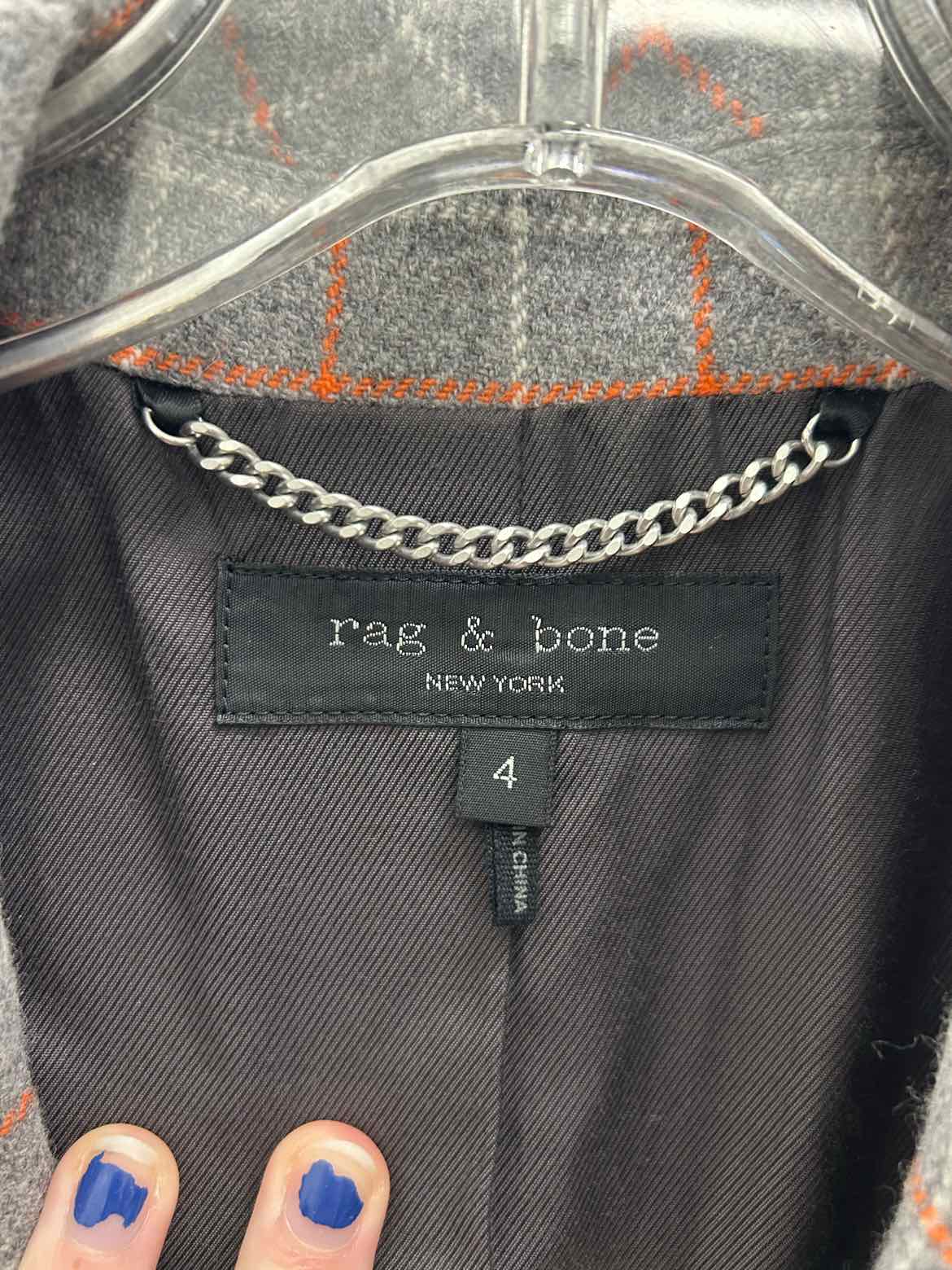 Rag & Bone Size 4 Gray Plaid Blazer