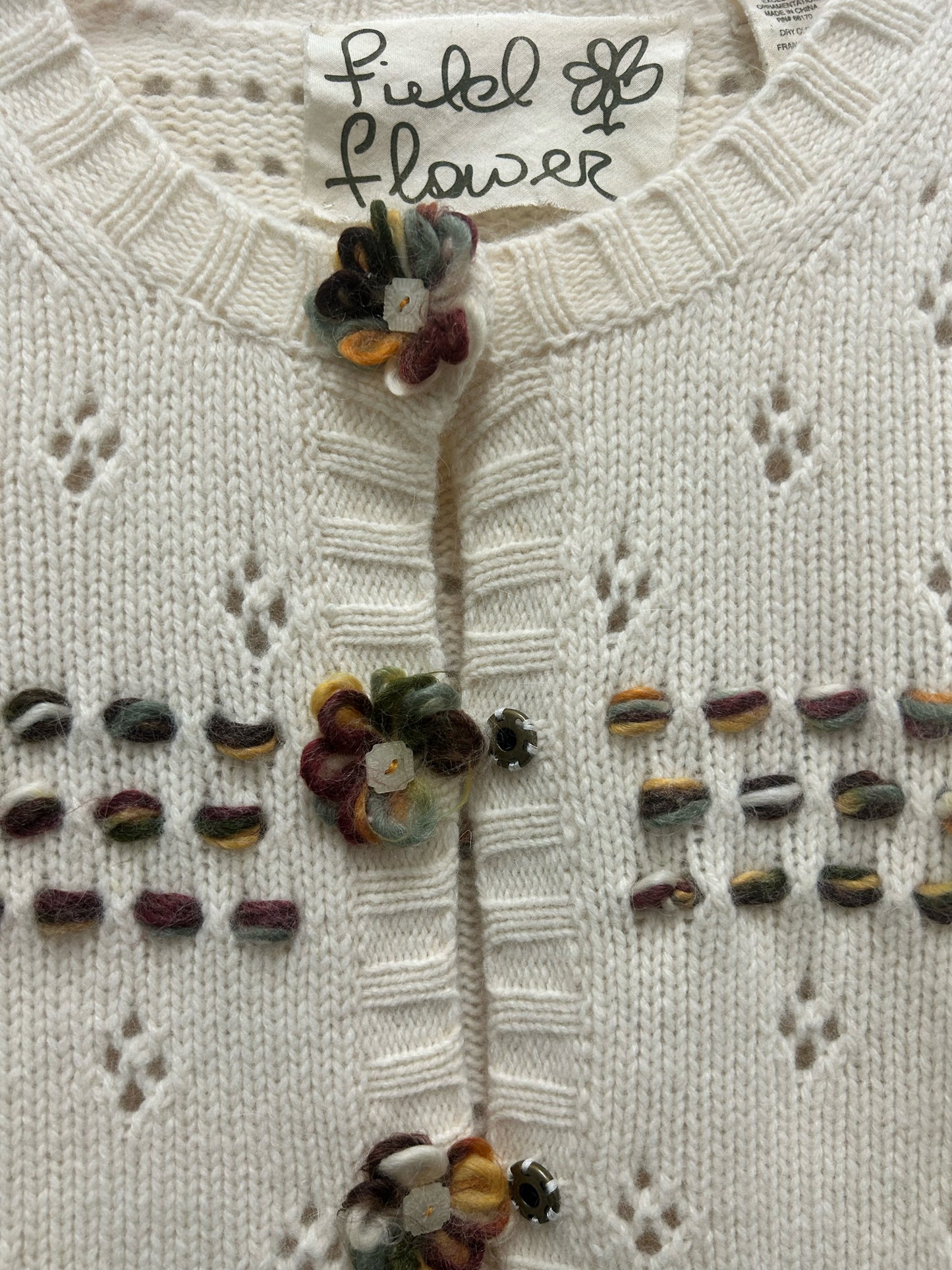 Field Flower Size Medium Ivory Sweater