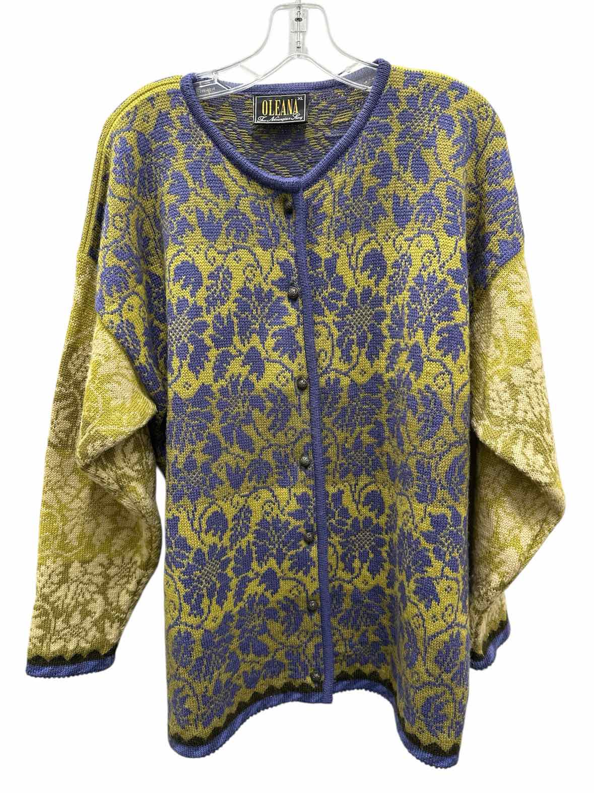 Oleana Size X large Green & Purple Sweater