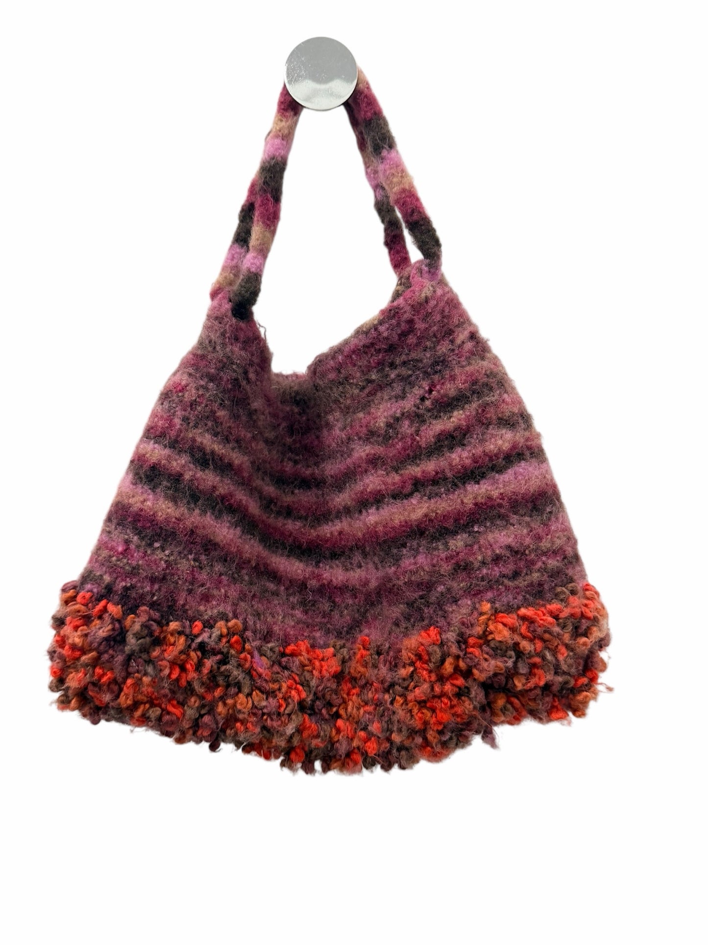Hand Crafted Pink Striped Woolen Purse
