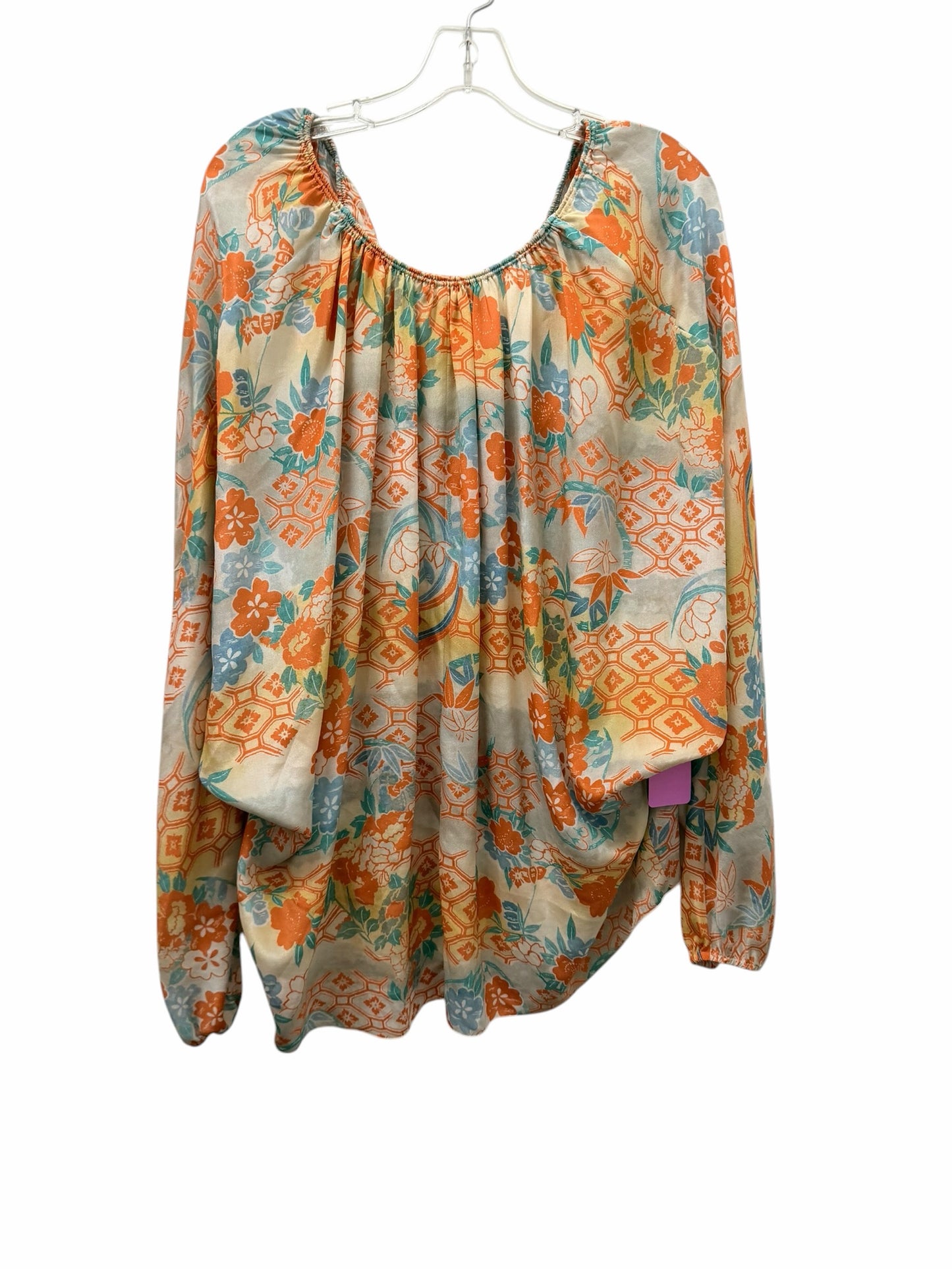 Elizabeth and James Size Med/Smll Orange Print Blouse