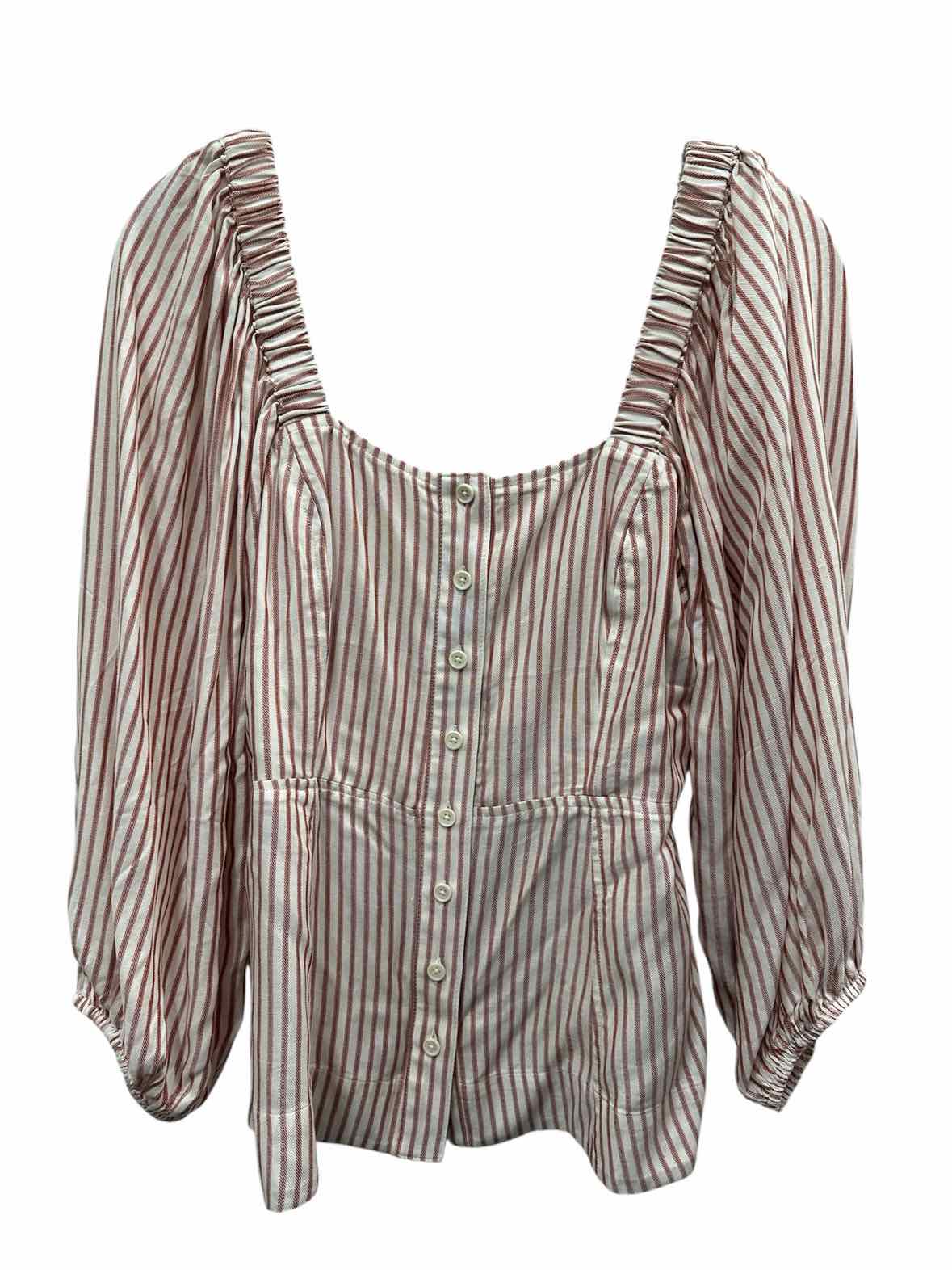 CABI Size Small Red Striped Blouse