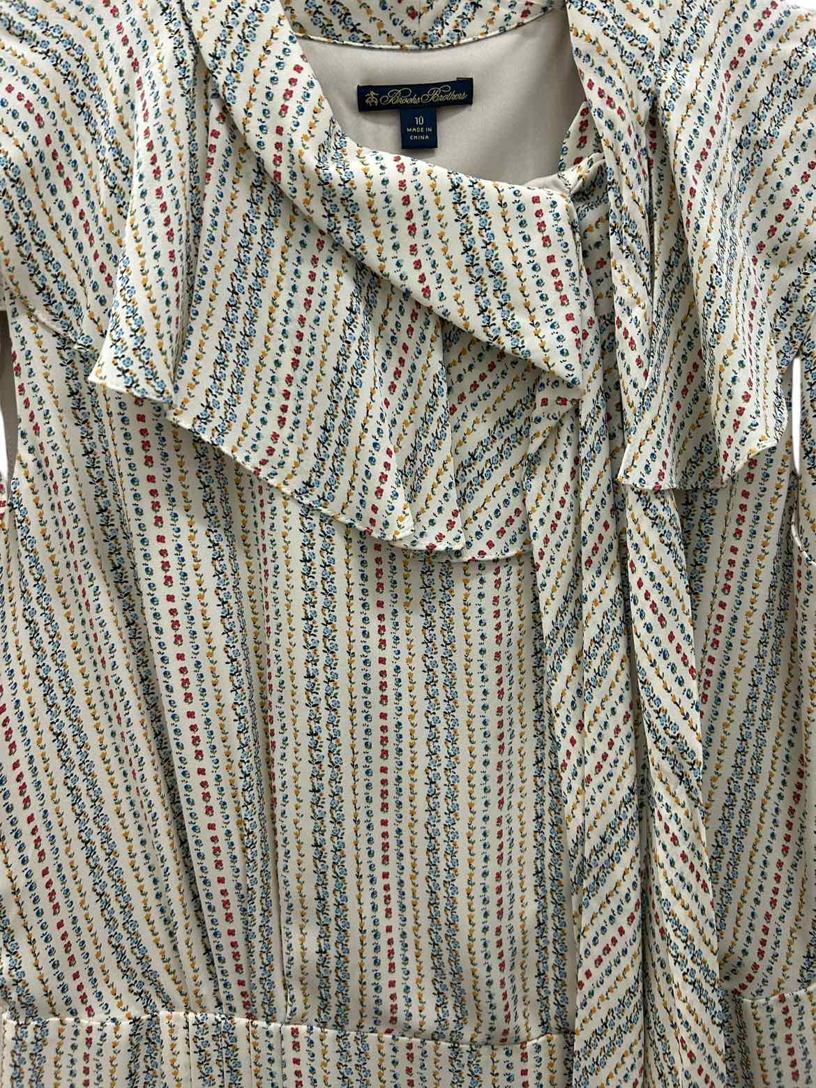 Brooks Brothers Size 10 Cream Print Dress