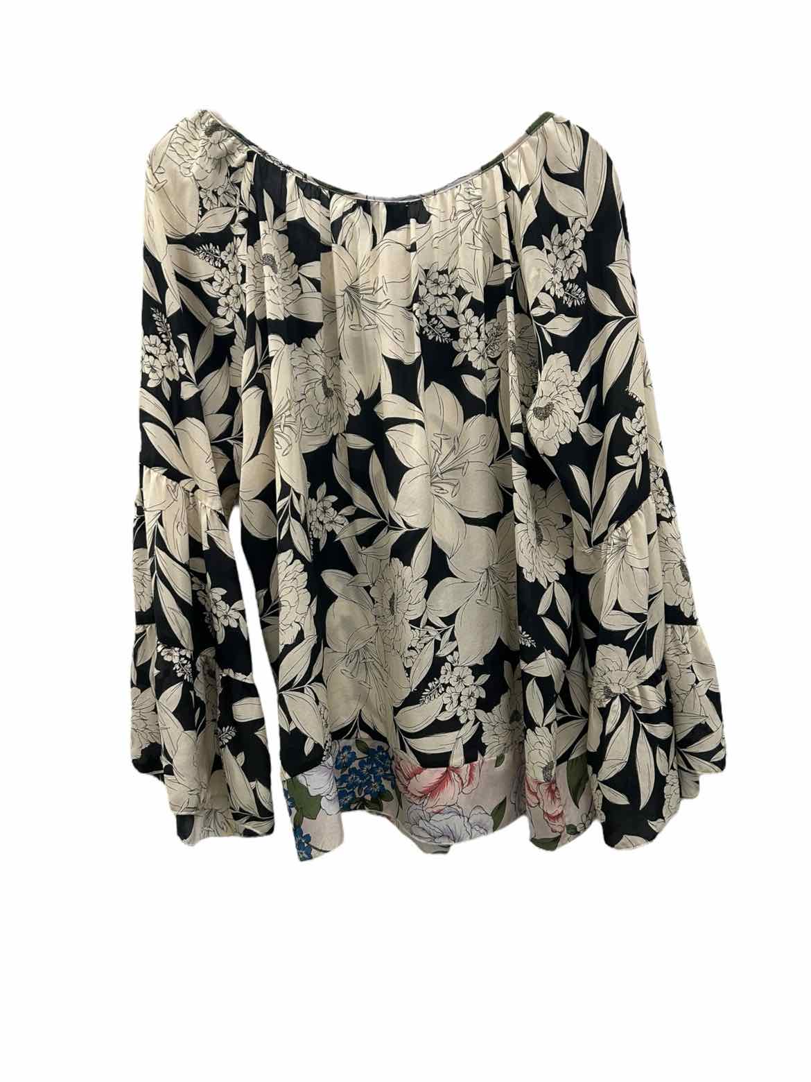 Jade Size Medium Black & Ivory Blouse