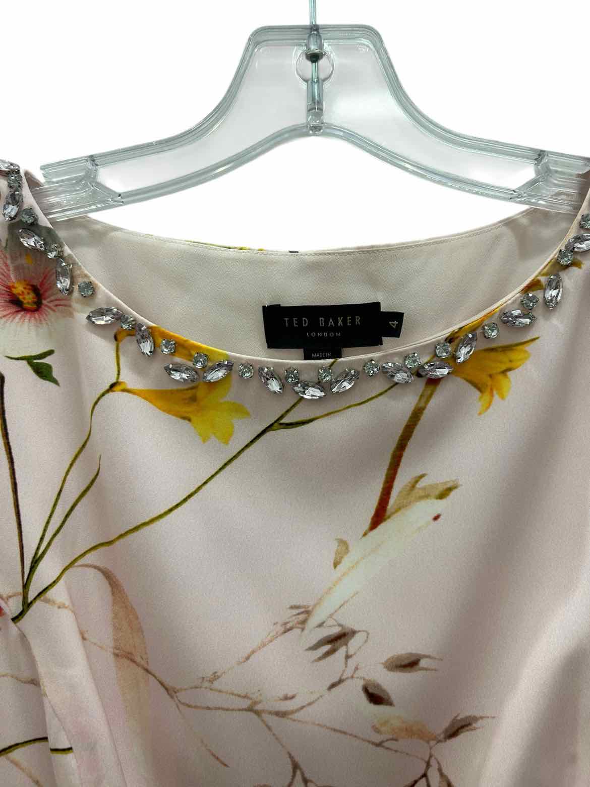Ted Baker Size 10 Pink Print Dress