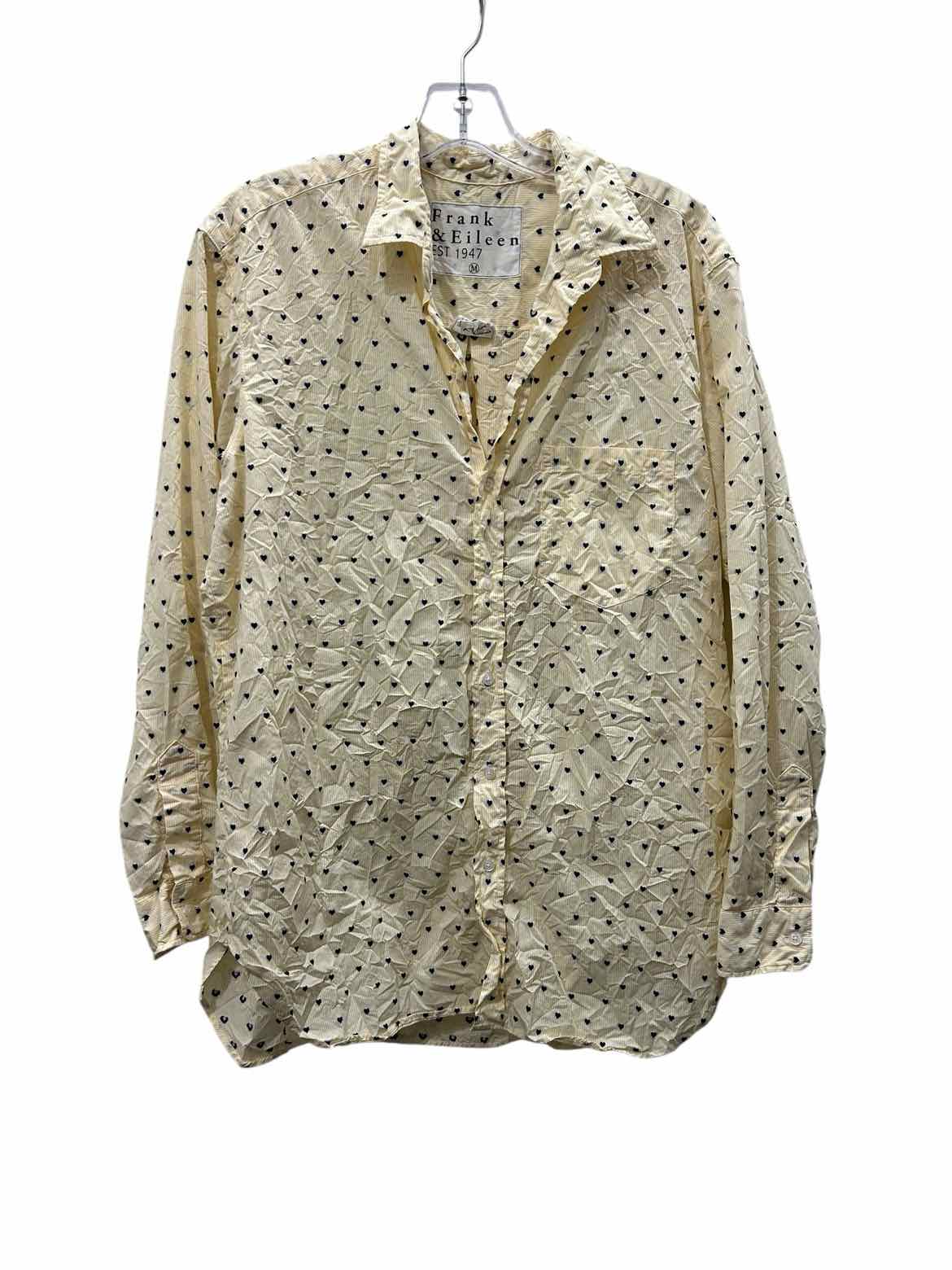 Frank & Eileen Size Medium Ivory Print Blouse