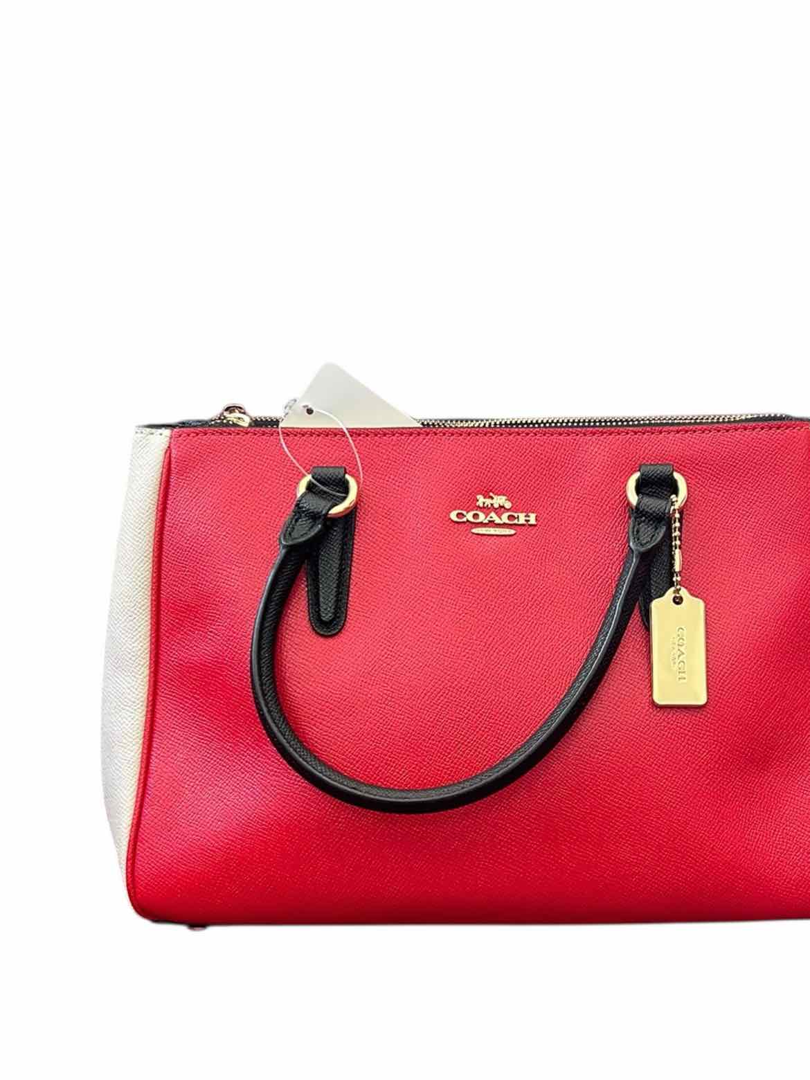 Coach Red & Ivory Satchel Handbag