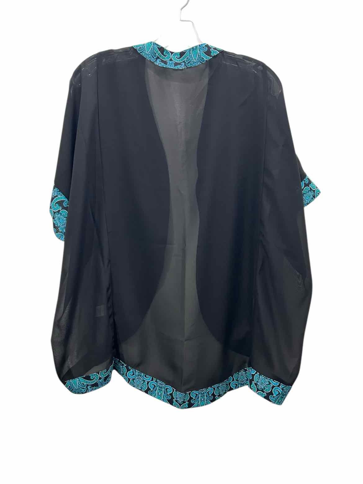 Venus Size Small Black & Turq Blouse