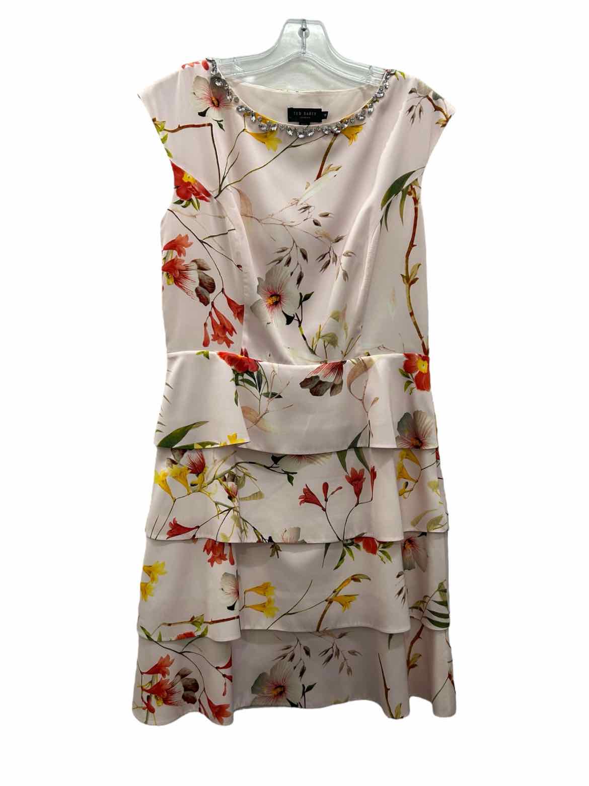 Ted Baker Size 10 Pink Print Dress
