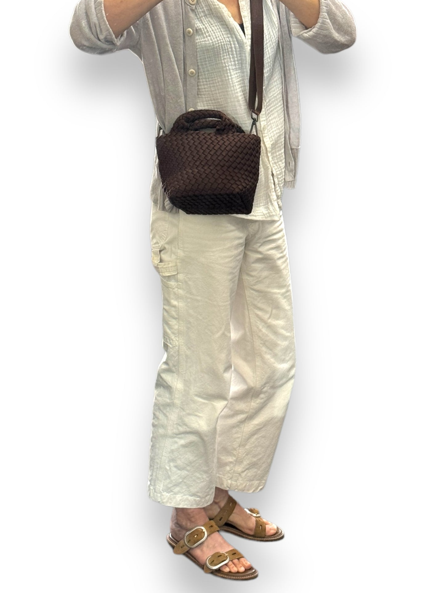 Naghedi Brown Woven Handbag