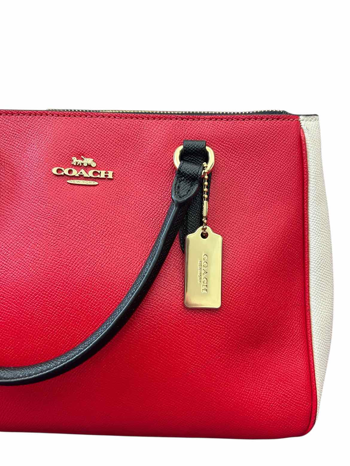 Coach Red & Ivory Satchel Handbag