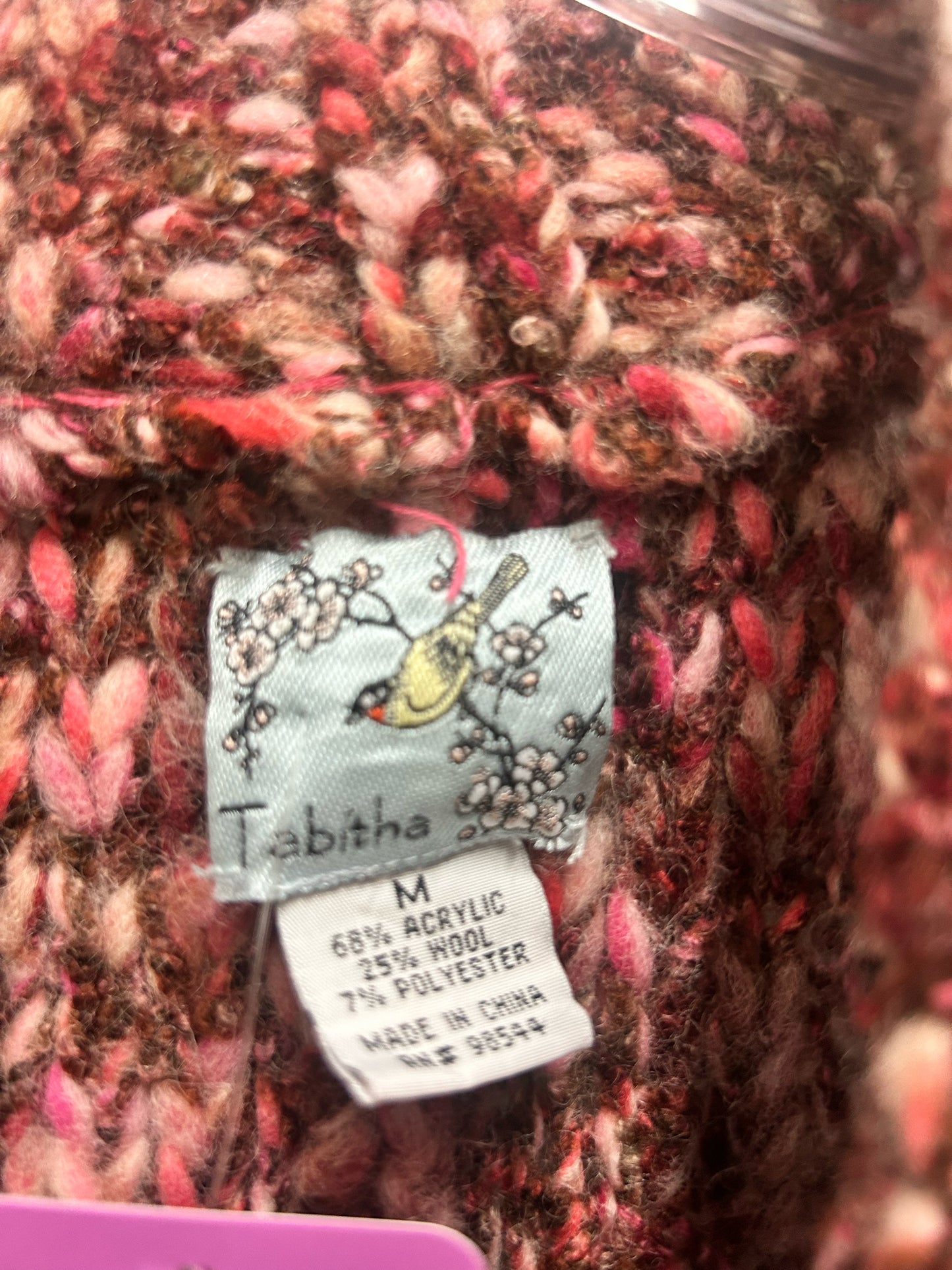 Tabitha Size Medium Pink & Wine Sweater