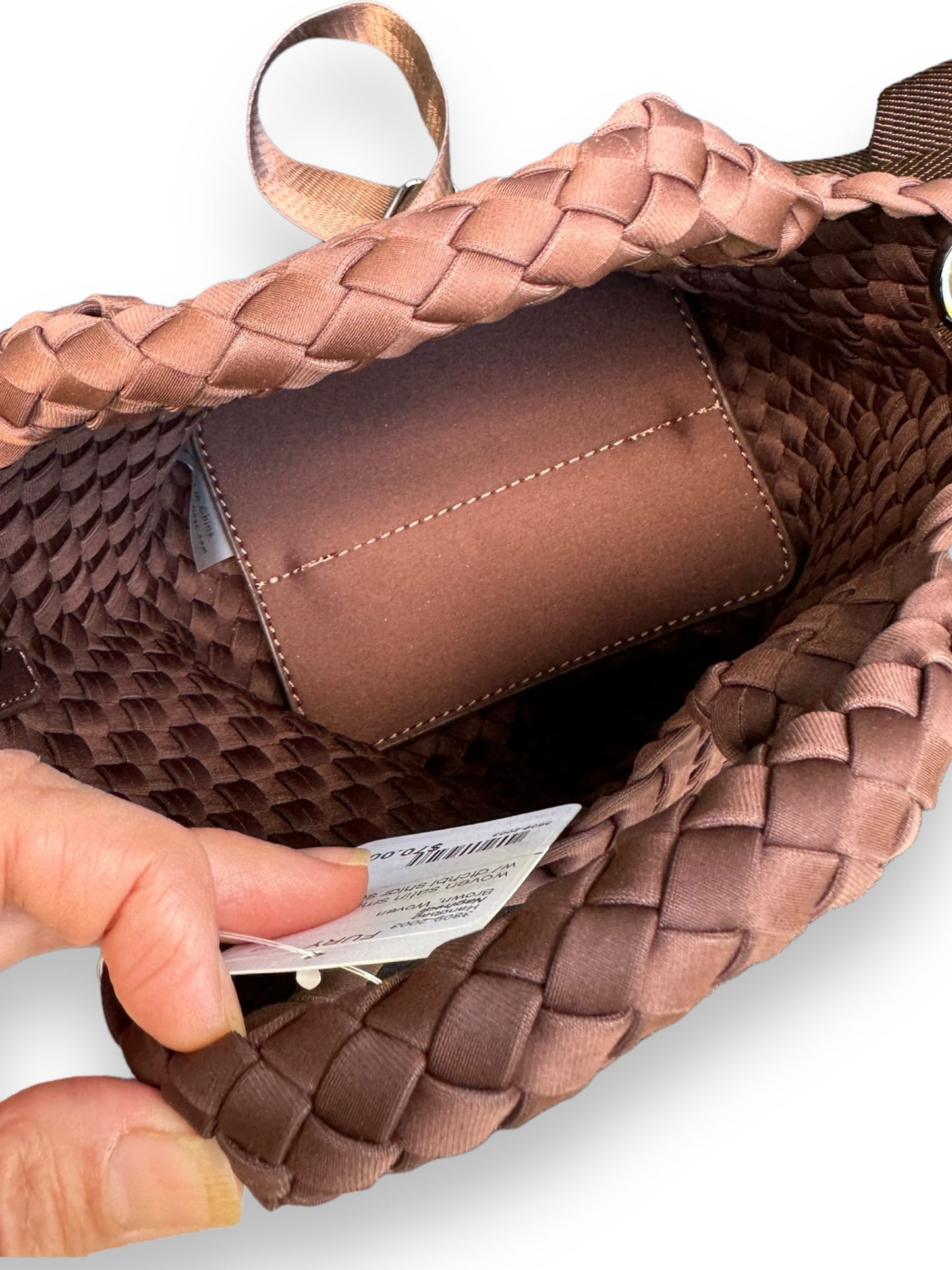 Naghedi Brown Woven Handbag