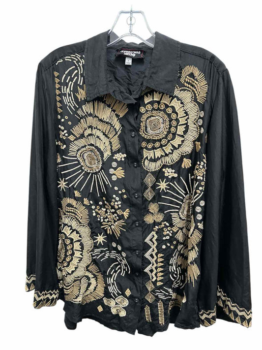 Johnny Was Size Small Black & Tan Blouse