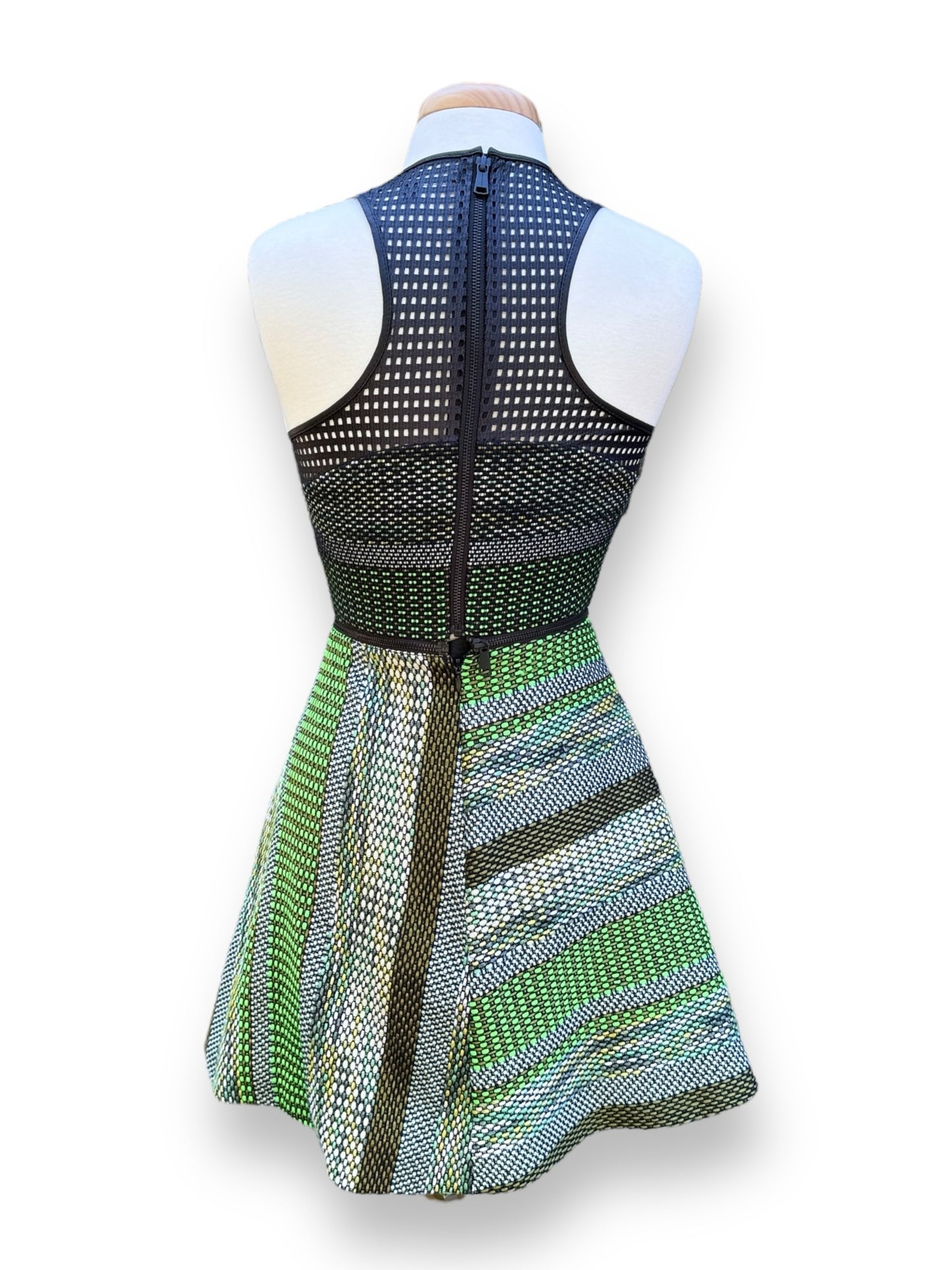 Andrew Marc Size 6 Black & Green Dress