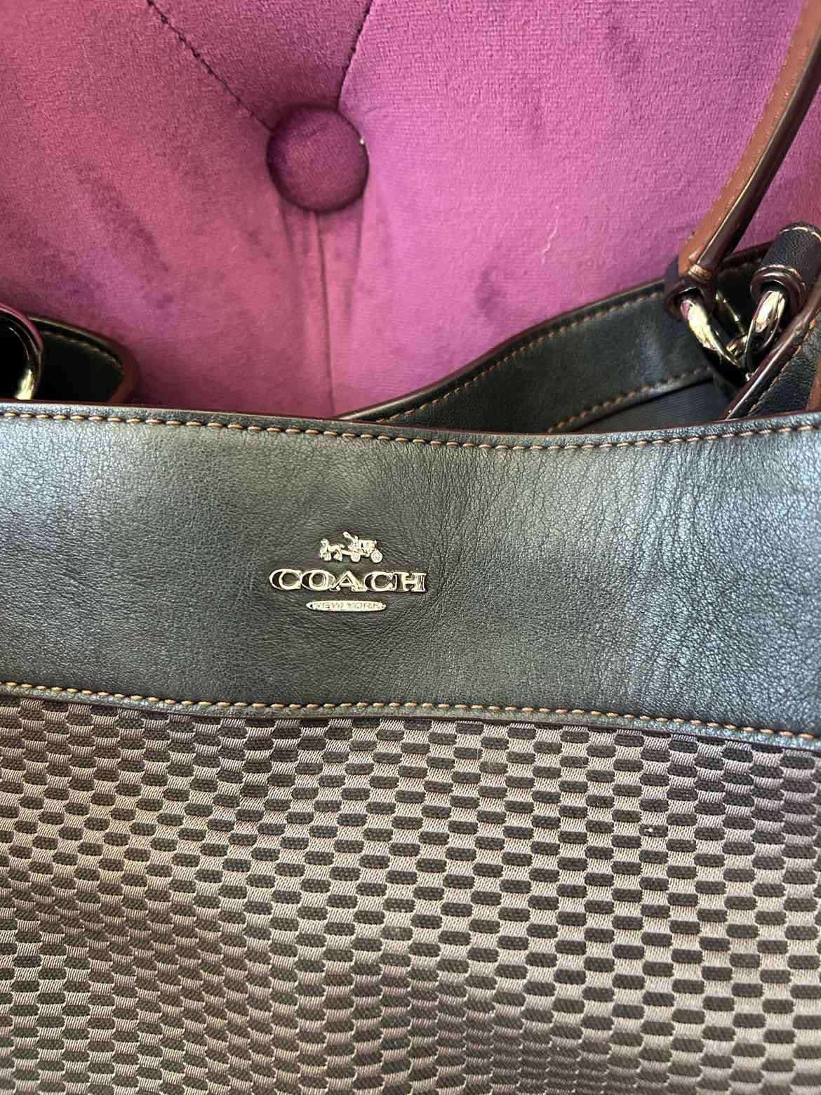 Coach Black & Taupe Leather Handbag