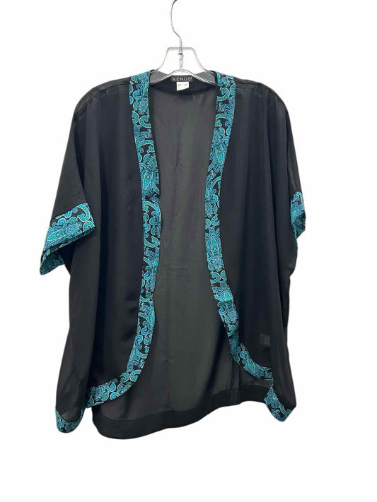 Venus Size Small Black & Turq Blouse