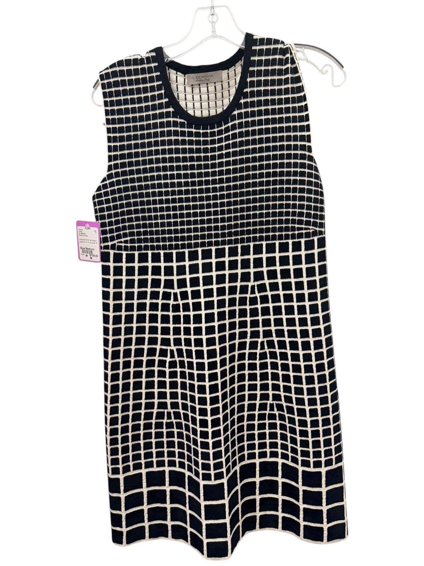 D. Exterior Size Medium Black & White Dress