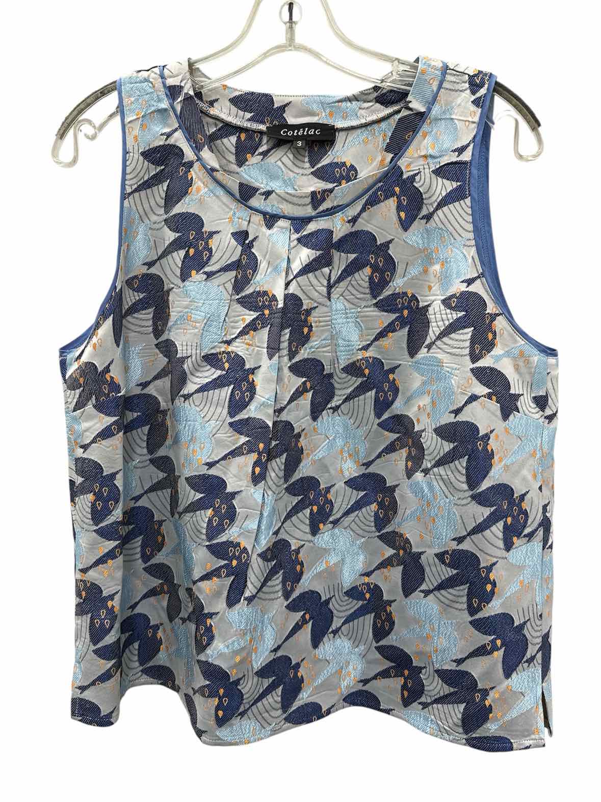 Cotelac Size Med/Lrg Blue Print Blouse