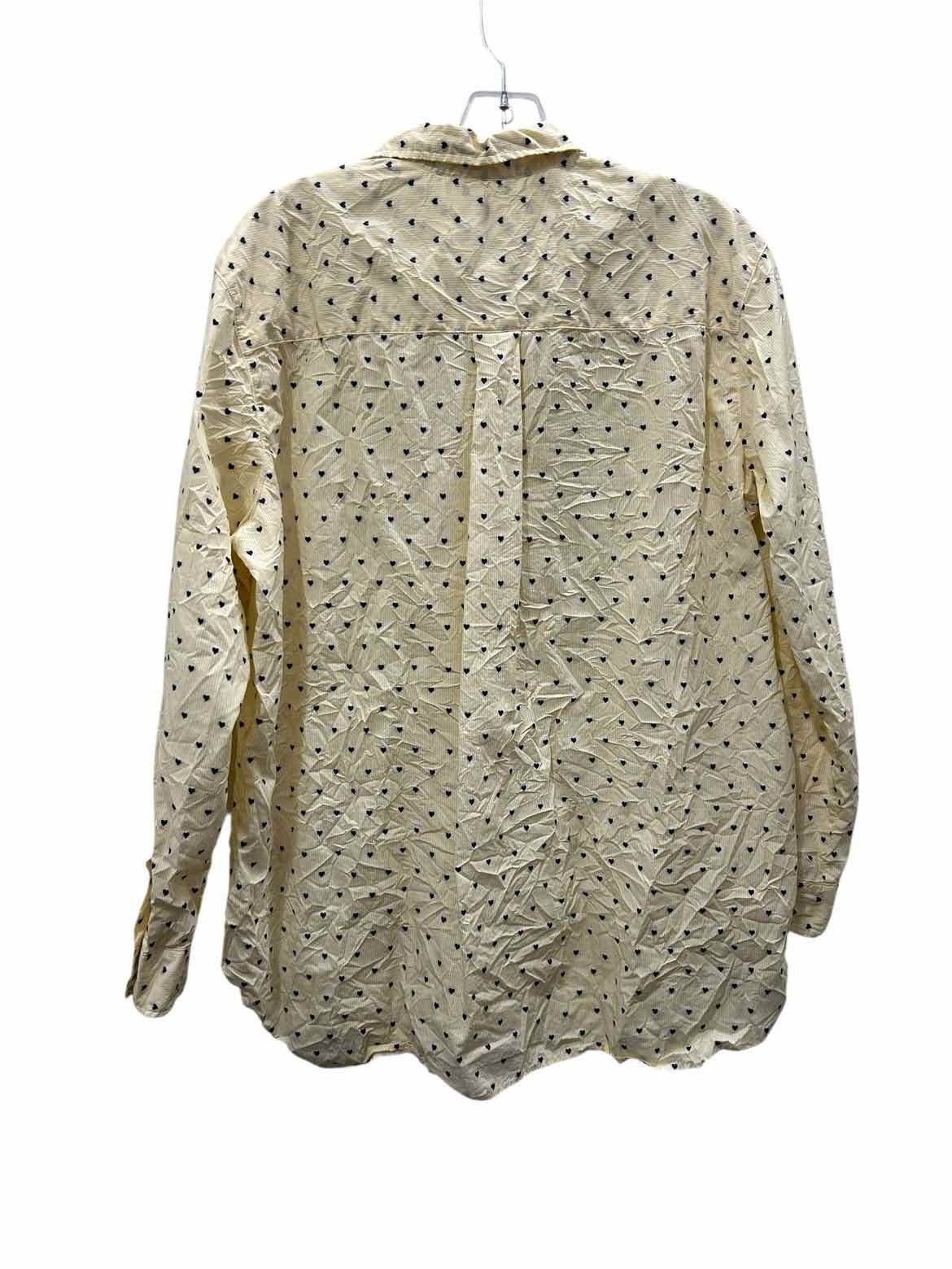 Frank & Eileen Size Medium Ivory Print Blouse