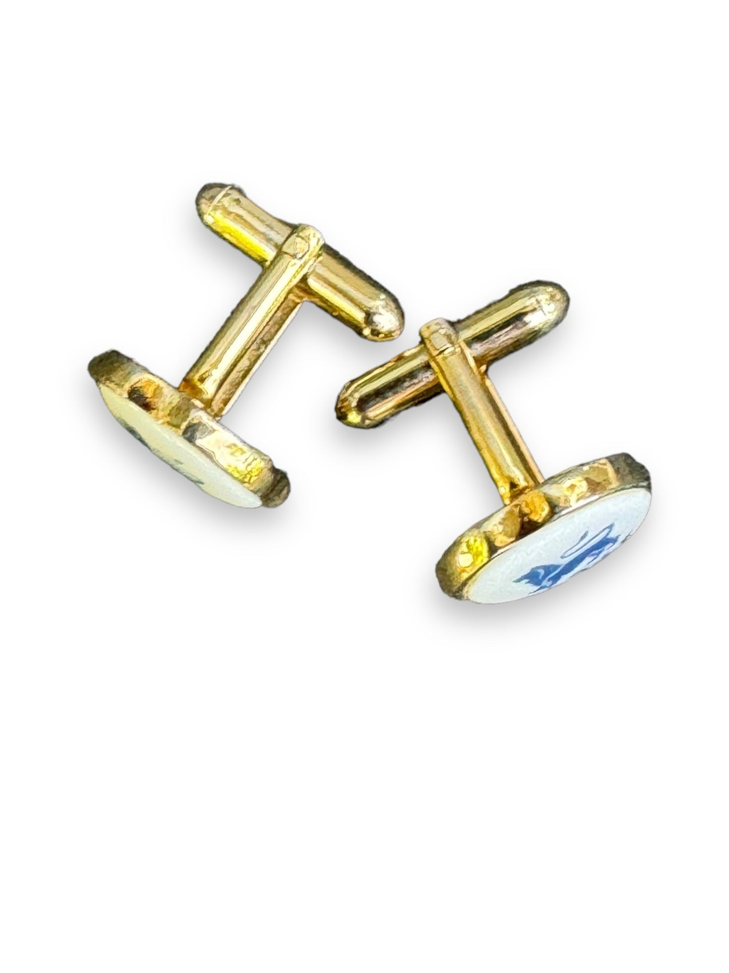 Denmark Blue & White Gold Cuff Links