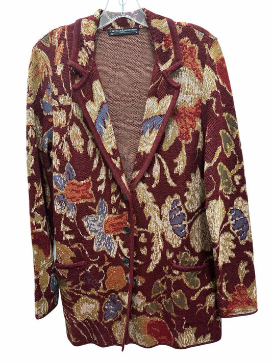 Peruvian Connection Size Medium Maroon Print Sweater
