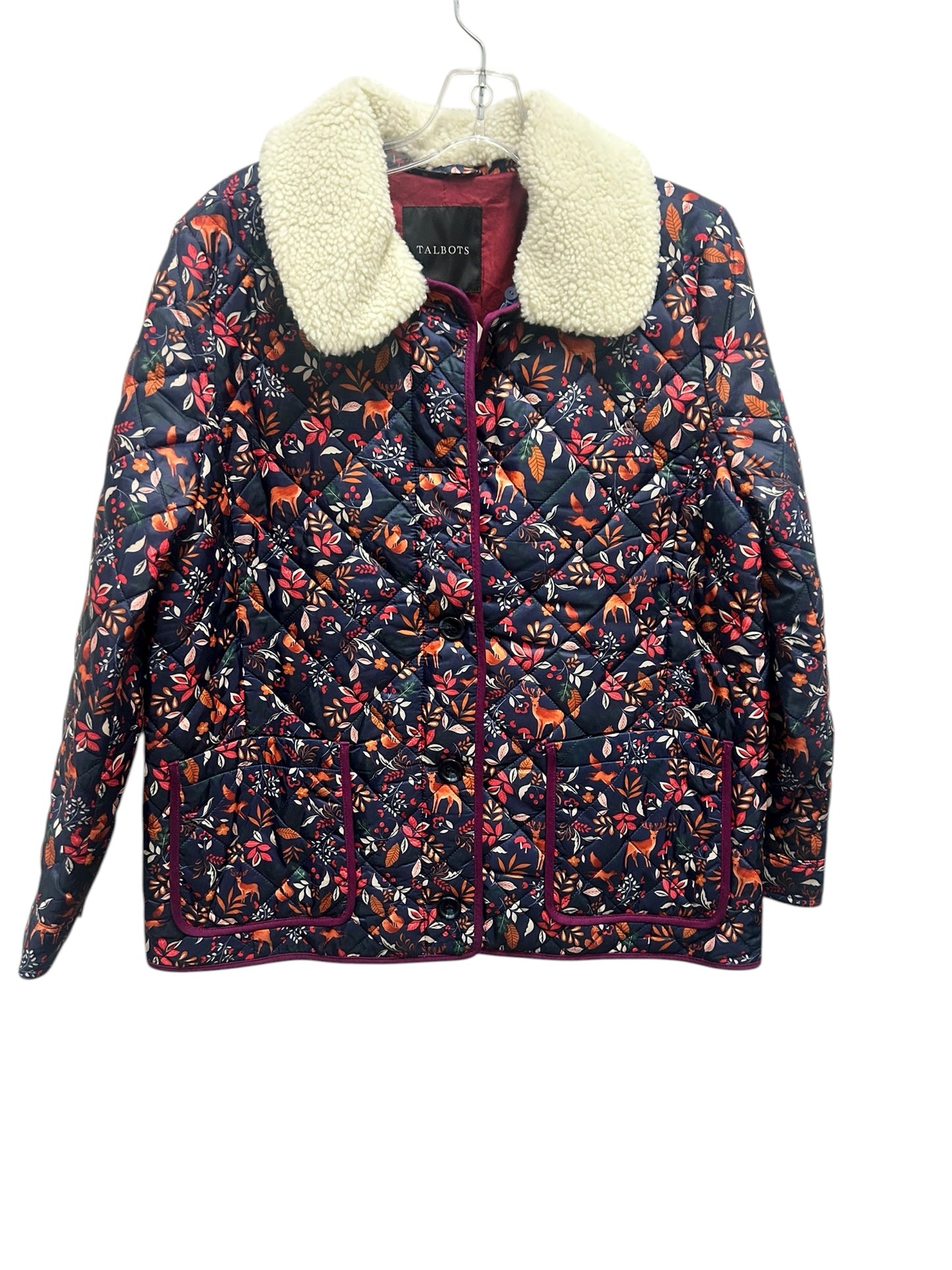 Talbots Size Large Navy Print Jacket