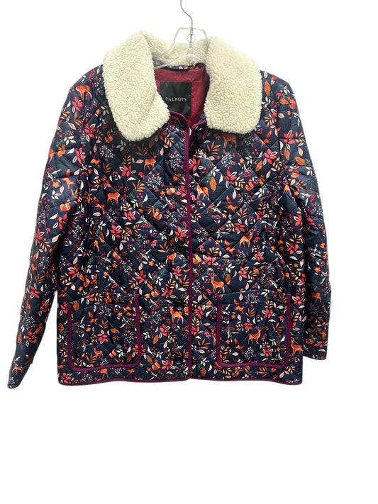 Talbots Size Large Navy Print Jacket