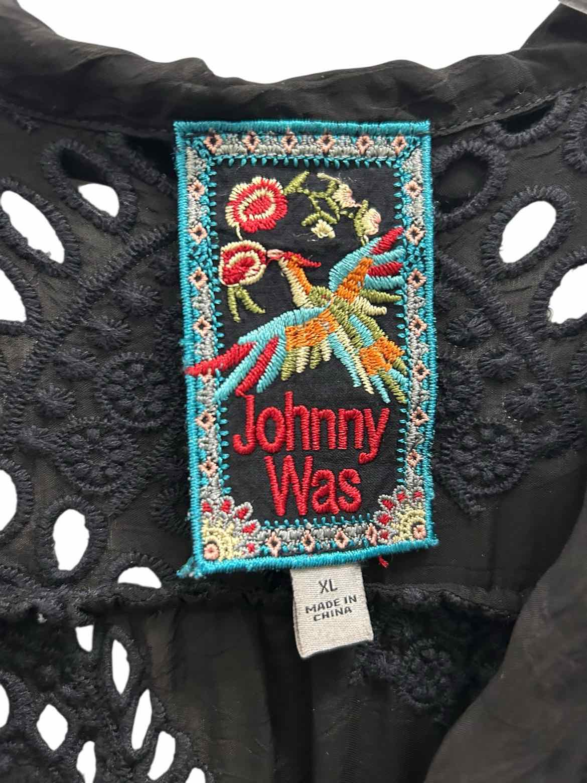 Johnny Was Size X large Black Blouse
