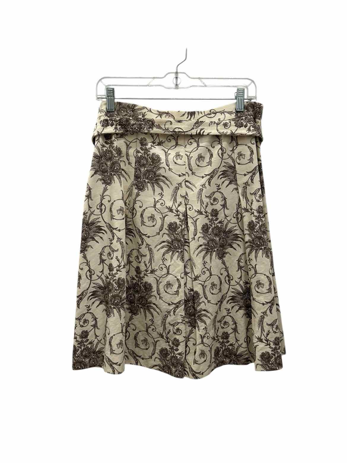 Faconnable Size 8 Cream Print Skirt