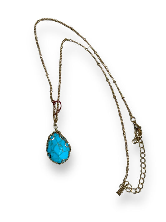 No Label Gold Tone Turquoise Necklace