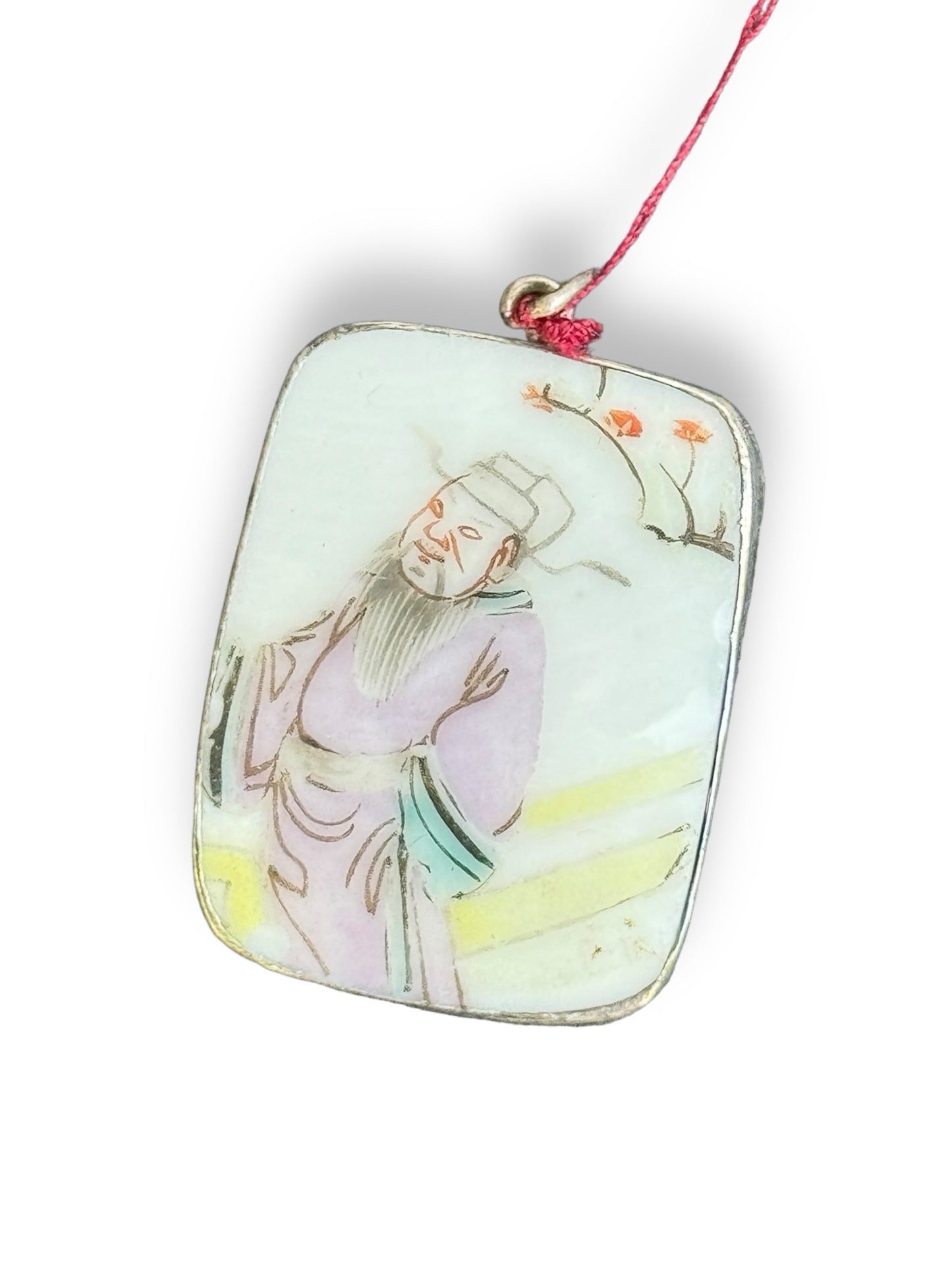 Vintage Painted Porcelain Pendant