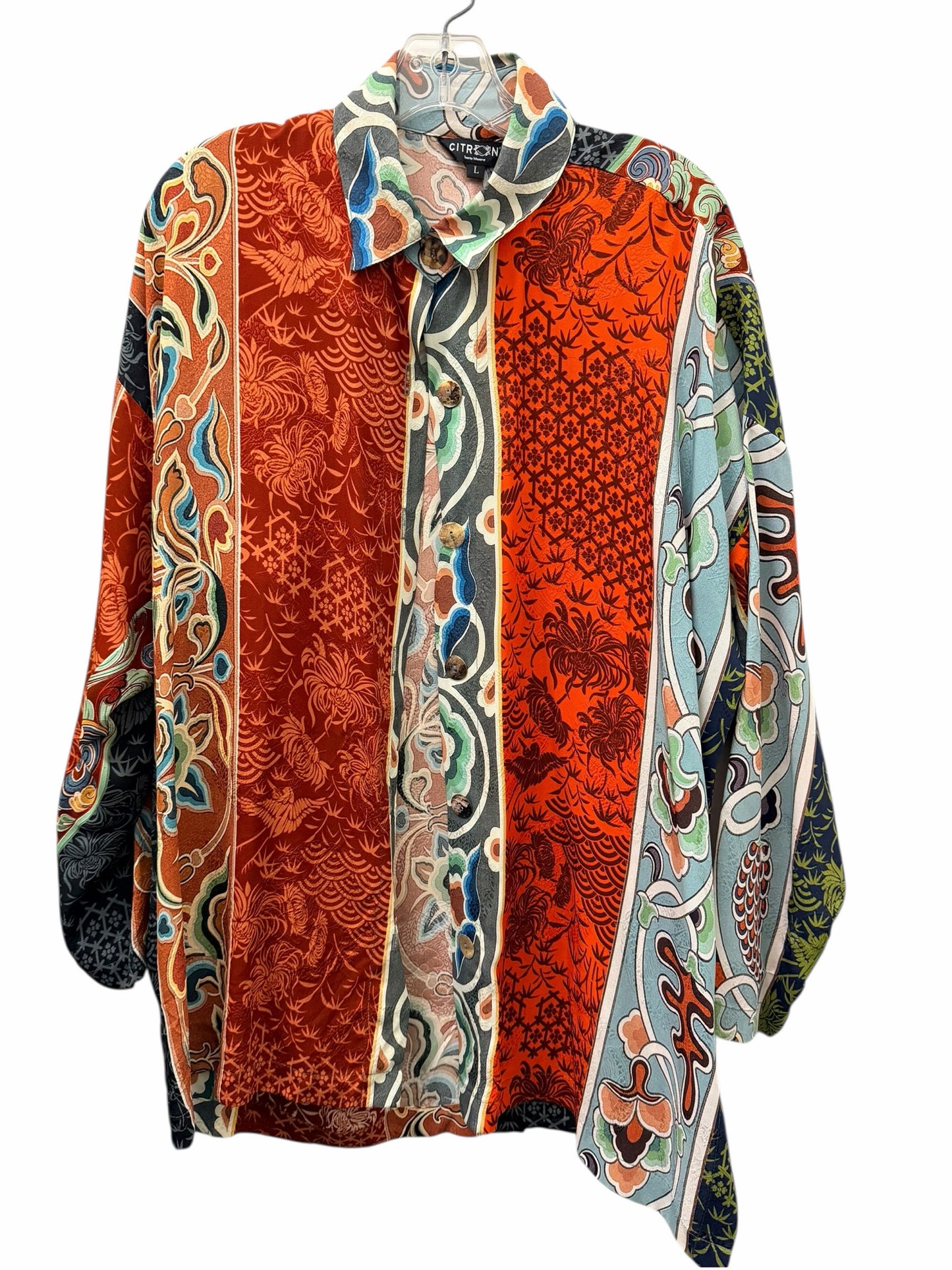 Citron Size Large Orange Print Blouse