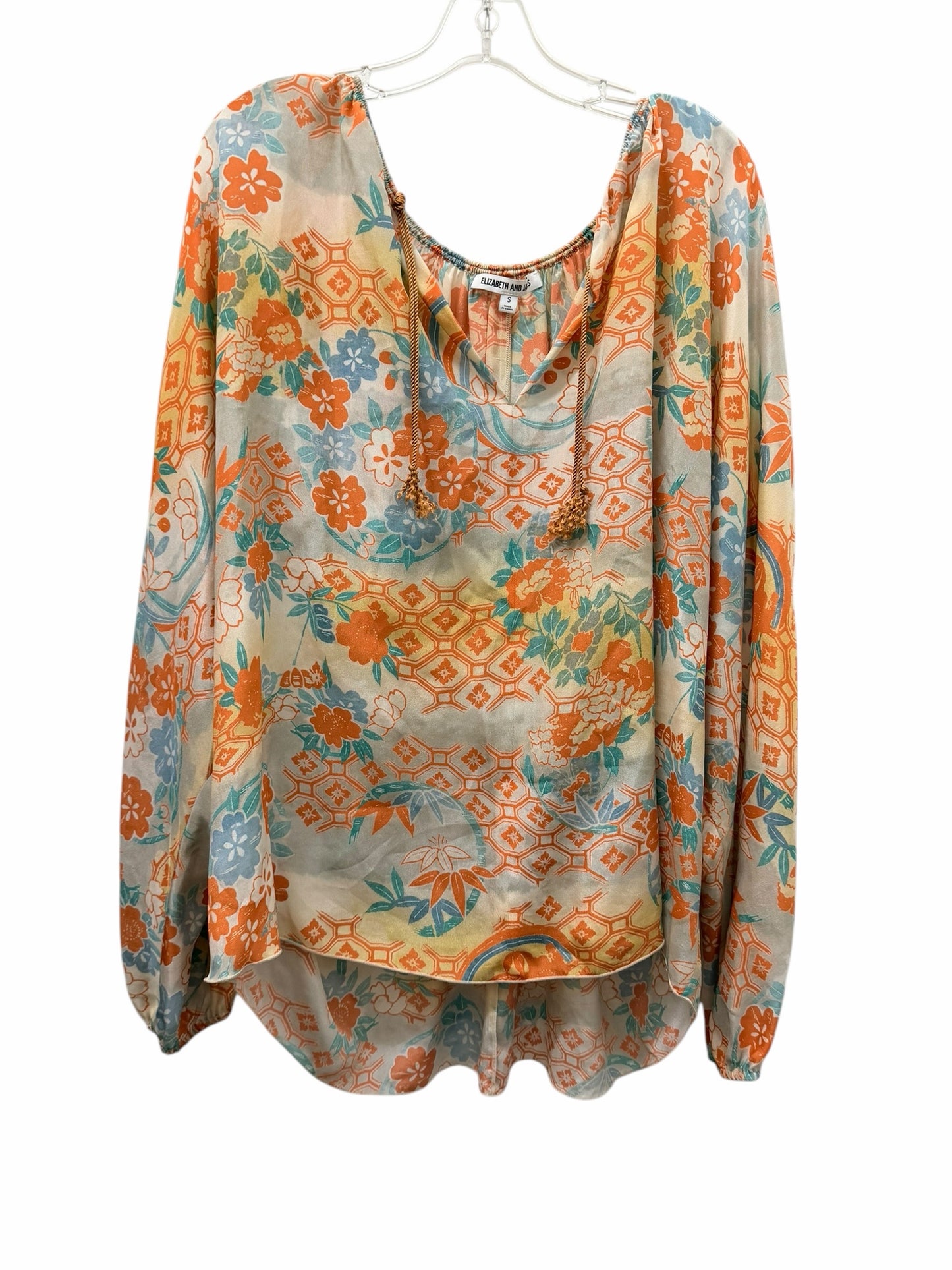 Elizabeth and James Size Med/Smll Orange Print Blouse