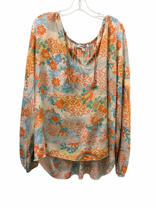 Elizabeth and James Size Med/Smll Orange Print Blouse