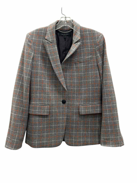 Rag & Bone Size 4 Gray Plaid Blazer