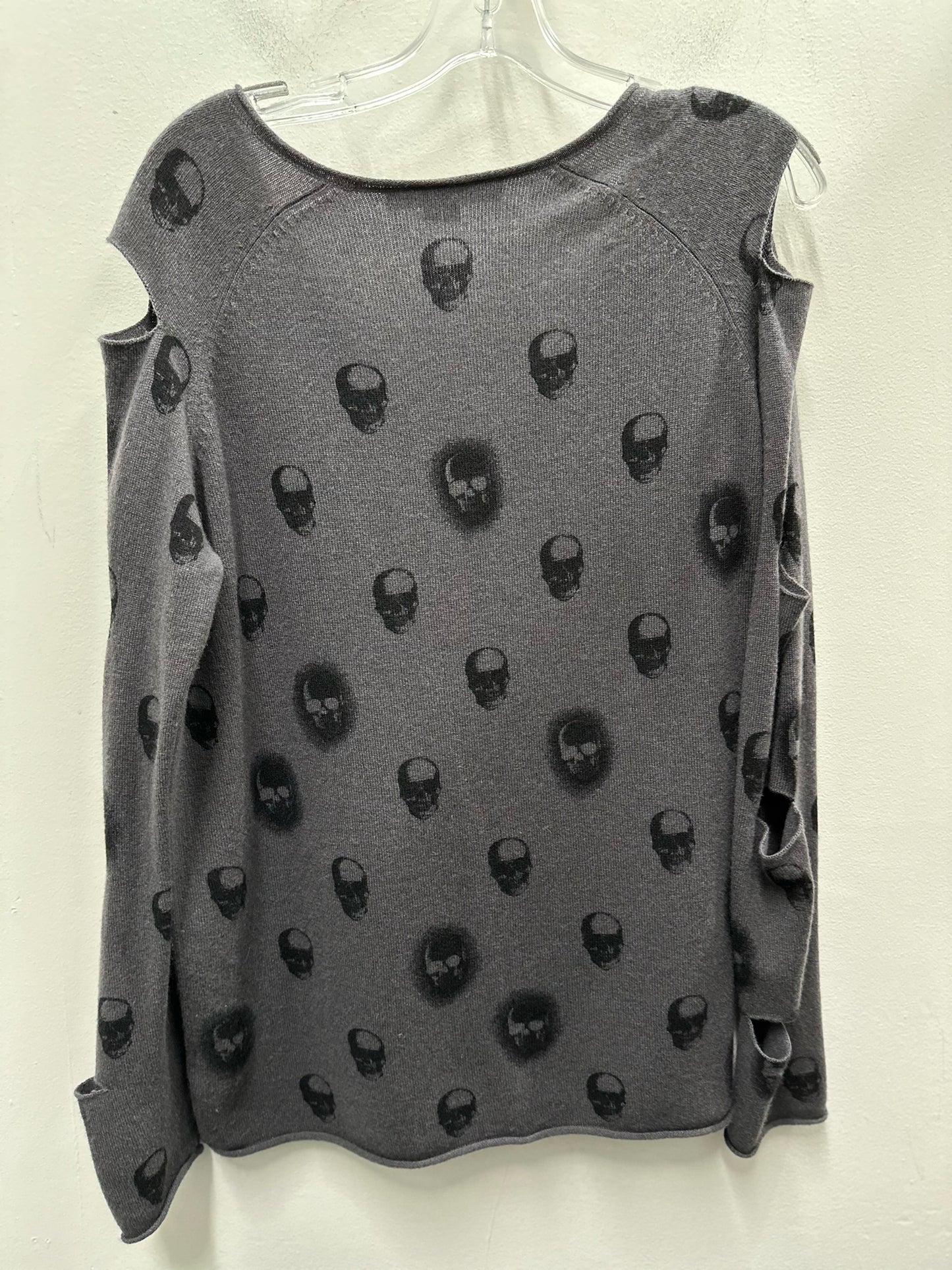 Skull Cashmere Size Large Gray & Black Sweater