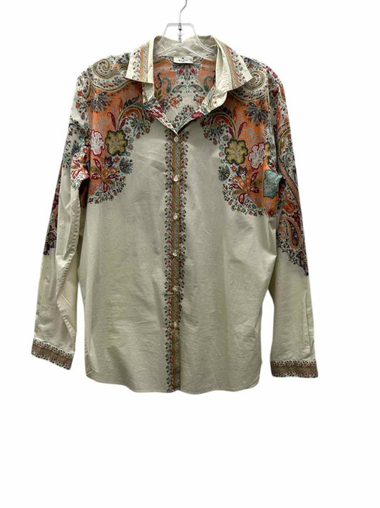 Etro Size Large Ivory Print Blouse
