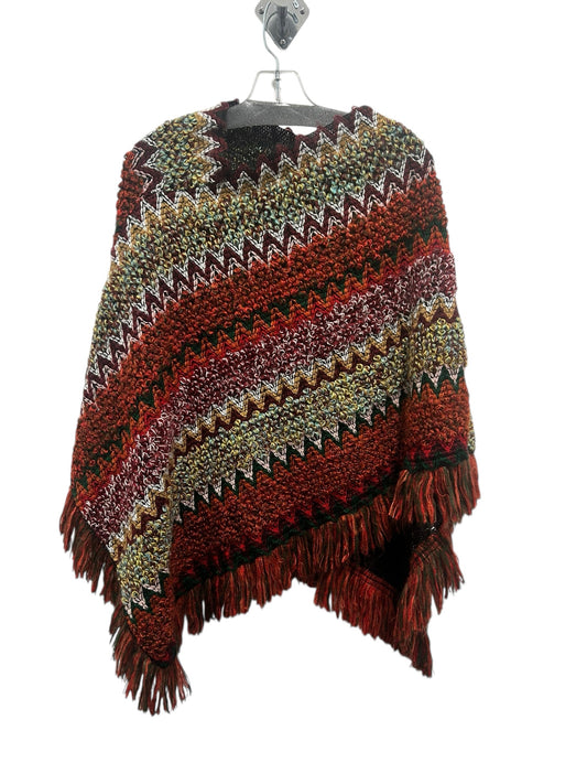 R Size O/S Red Striped Poncho