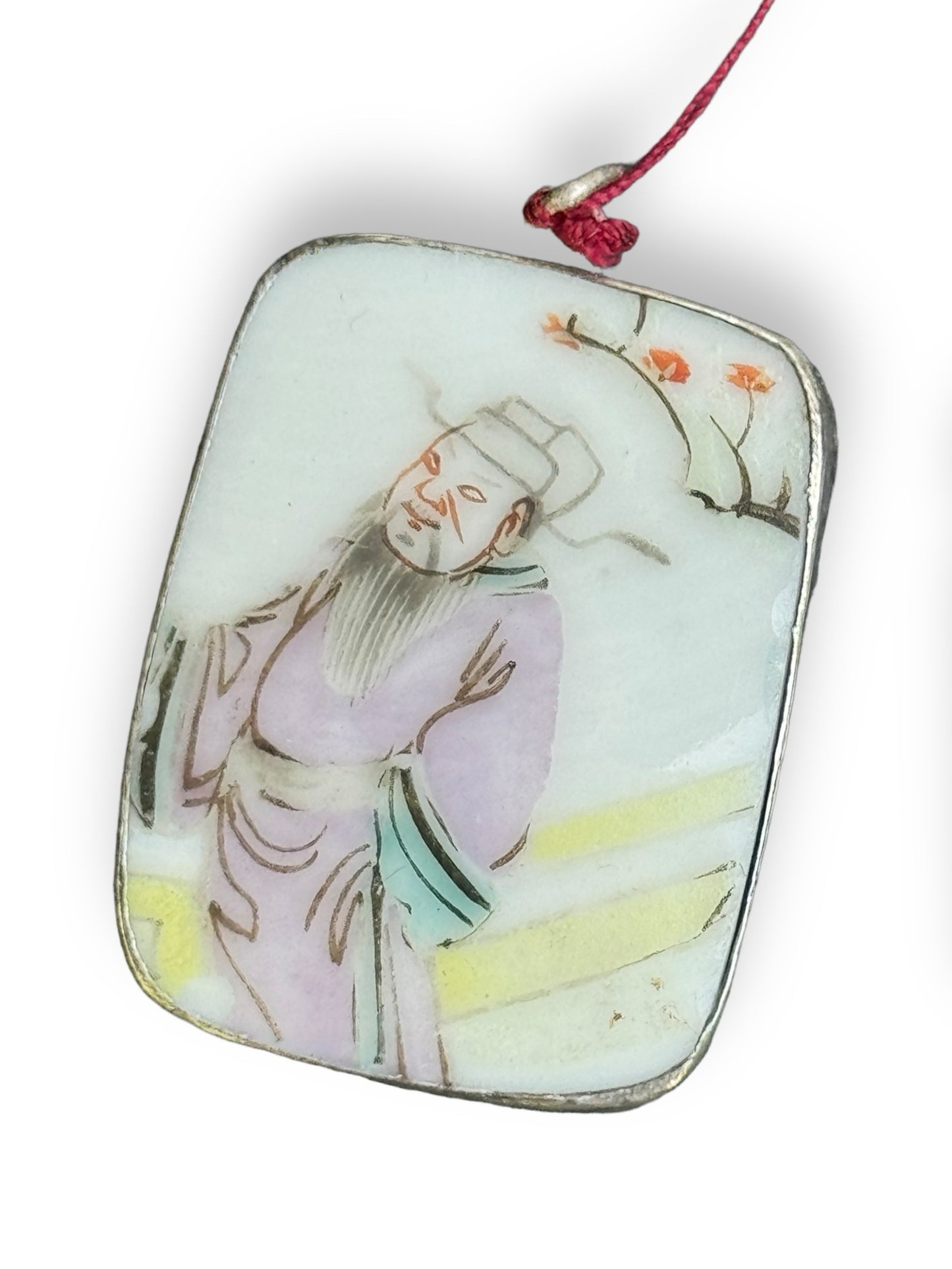 Vintage Painted Porcelain Pendant