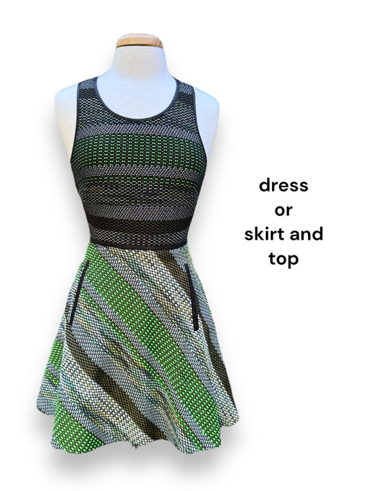 Andrew Marc Size 6 Black & Green Dress