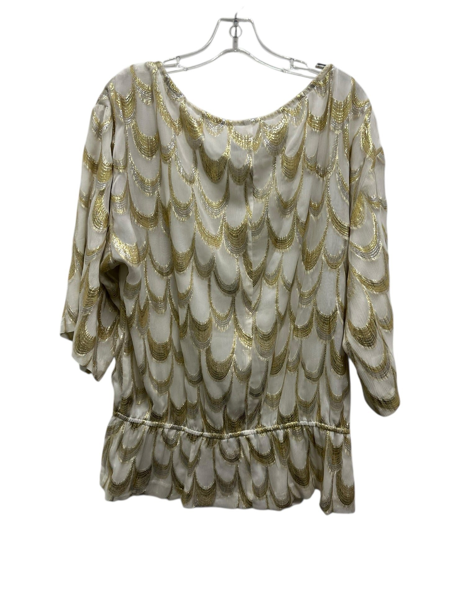 Trina Turk Size Large Ivory & Gold Blouse