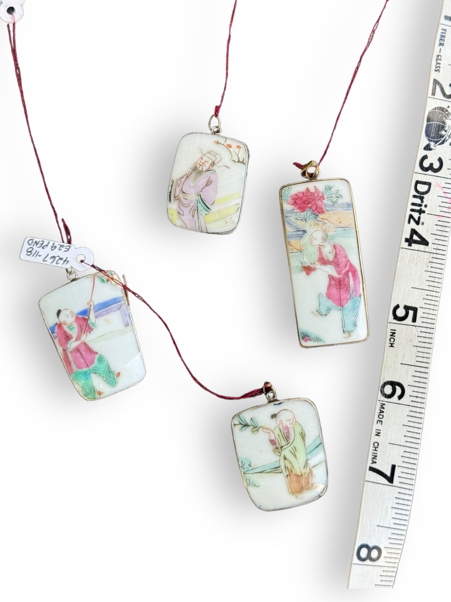 Vintage Painted Porcelain Pendant