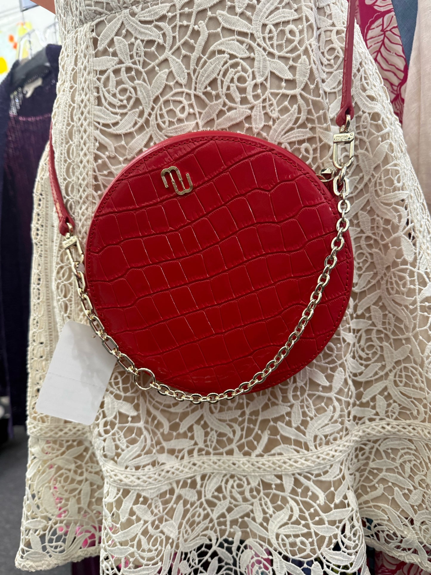 Maje Red Round Handbag